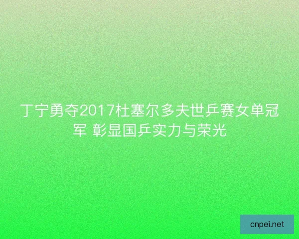 丁宁勇夺2017杜塞尔多夫世乒赛女单冠军 彰显国乒实力与荣光