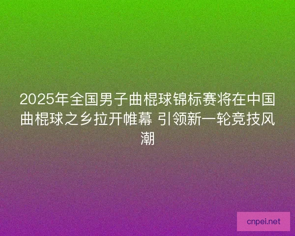 2025年全国男子曲棍球锦标赛将在中国曲棍球之乡拉开帷幕 引领新一轮竞技风潮