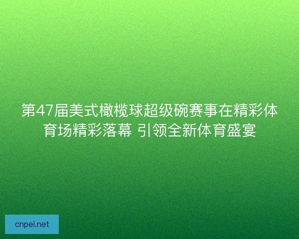第47届美式橄榄球超级碗赛事在精彩体育场精彩落幕 引领全新体育盛宴